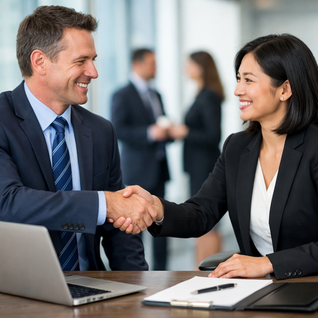 two business people meeting hand shake